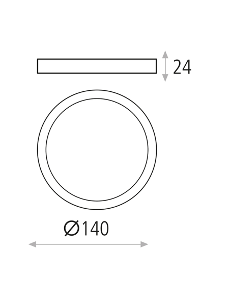 Plafón de techo LED redondo Kore 14cm blanco 12W 950Lm 3000K o 4000K medidas