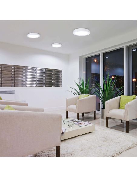 Lâmpada de teto LED redonda Kore 19cm branca 18W 1450Lm 3000K ou 4000K ambiente