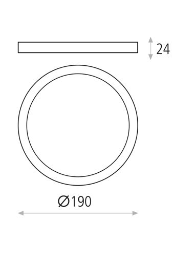 Plafonnier LED rond Kore 19cm blanc 18W 1450Lm mesures 3000K ou 4000K