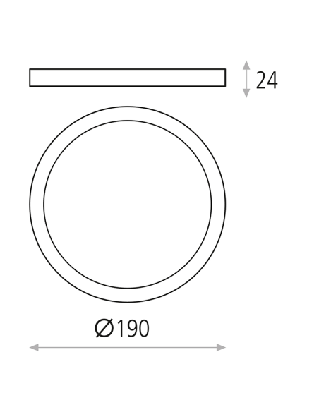 Plafonnier LED rond Kore 19cm blanc 18W 1450Lm mesures 3000K ou 4000K
