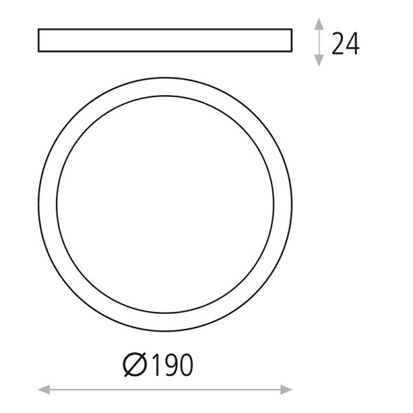 Plafón de techo LED redondo Kore 19cm blanco 18W 1450Lm 3000K o 4000K medidas