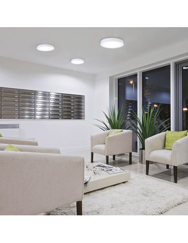 Lâmpada de teto LED redonda Kore 28cm branca 24W 1930Lm 3000K ou 4000K ambiente