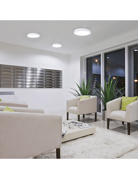 Lâmpada de teto LED redonda Kore 28cm branca 24W 1930Lm 3000K ou 4000K ambiente