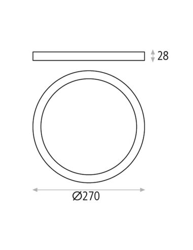 Plafón de techo LED redondo Kore 28cm blanco 24W 1930Lm 3000K o 4000K medidas