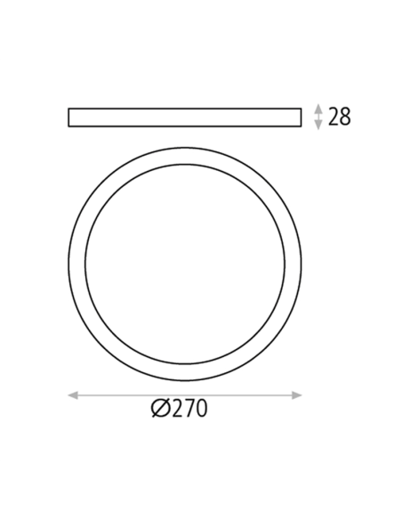 Plafonnier LED rond Kore 28cm blanc 24W 1930Lm mesures 3000K ou 4000K