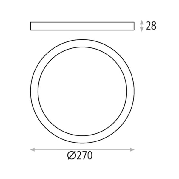 Plafonnier LED rond Kore 28cm blanc 24W 1930Lm mesures 3000K ou 4000K