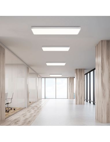 Luminária de teto LED retangular 120cm Turim 55W branco em 3000K ou 4000K 4197Lm com ou sem ambiente CASAMBI
