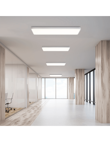 Luminária de teto LED retangular 120cm Turim 55W branco em 3000K ou 4000K 4197Lm com ou sem ambiente CASAMBI