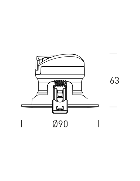 Dimensions Spot LED encastré orientable 6W - 50W Changement de couleur CCT Switch UGR 19 Triac Libertad 6 Adj. HoffLumière | leo