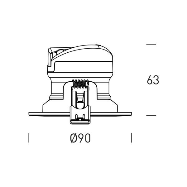 Dimensões Refletor LED embutido ajustável 6W - 50W Mudança de cor Interruptor CCT UGR 19 Triac Libertad 6 Adj. HoffLight | leonl