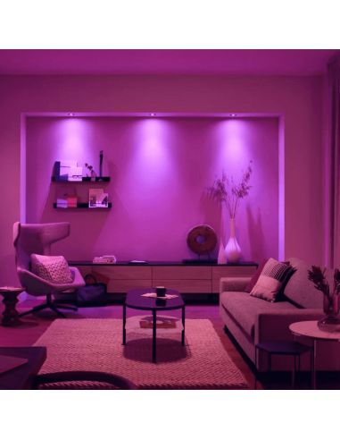 Pack de 3 focos inteligentes Centura aluminio Philips Hue encendidos| LeonLeds