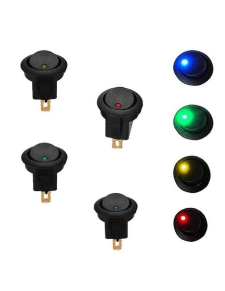 Interruptor preto com luz para instalação em painel Monopolar Agropar 20A 12v | LeonLeds