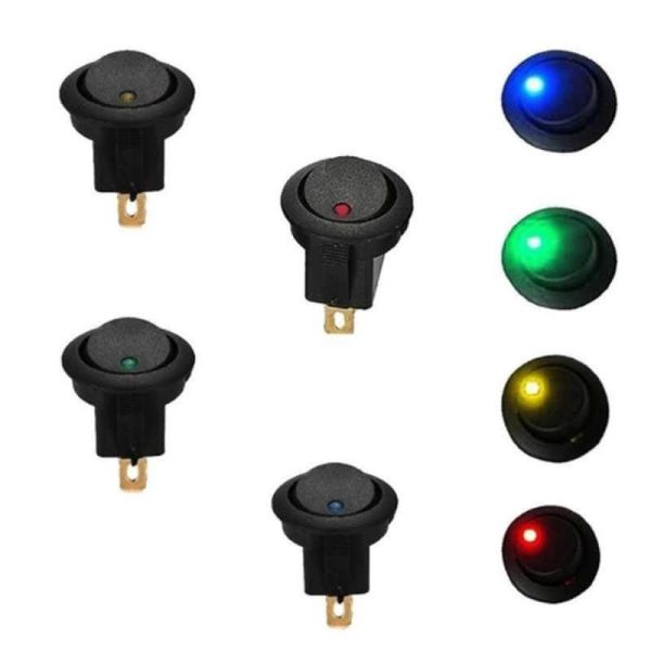 Interruptor negro con Luminoso para instalar en panel 20A 12v Monopolar Agropar | LeonLeds