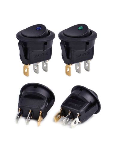 Interruptor negro con Luminoso para instalar en panel 20A 12v Monopolar Agropar | LeonLeds