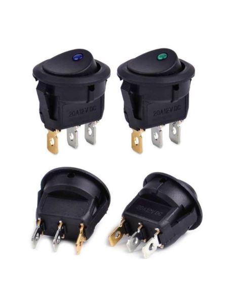 Interruptor negro con Luminoso para instalar en panel 20A 12v Monopolar Agropar | LeonLeds