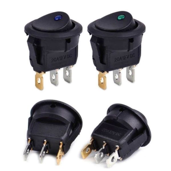 Interruptor negro con Luminoso para instalar en panel 20A 12v Monopolar Agropar | LeonLeds