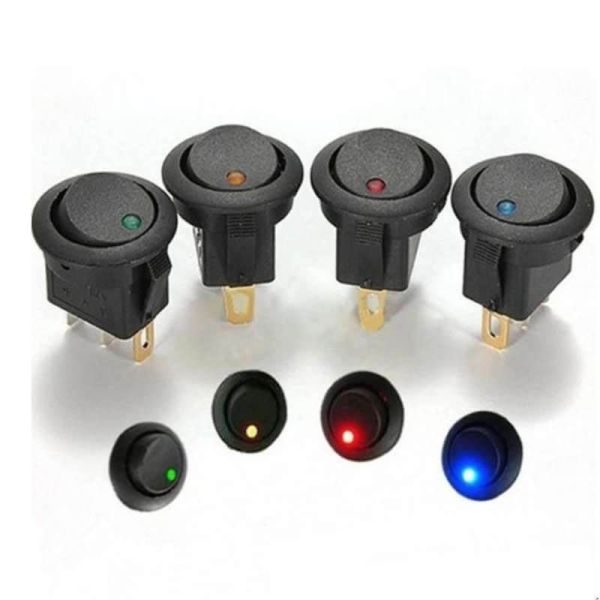 Interrupteur noir avec lumière pour installation dans un panneau monopolaire Agropar 20A 12v | LeonLeds