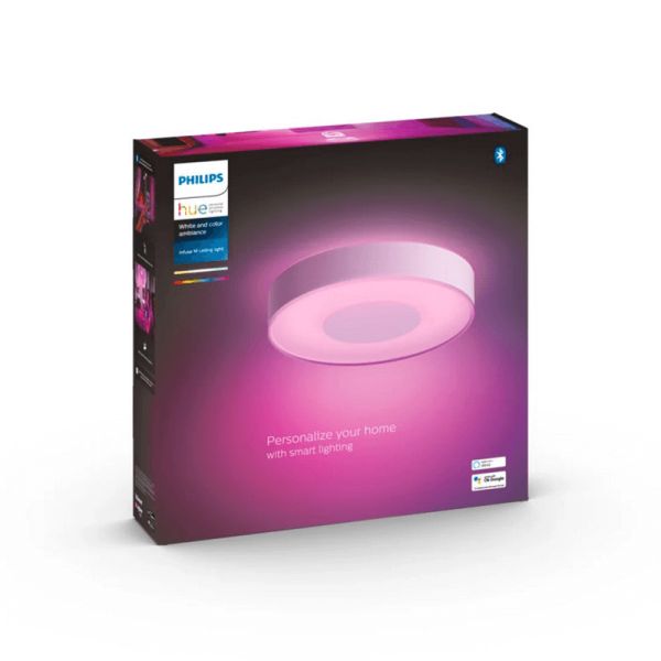 Candeeiro de teto LED inteligente Philips Hue Infuse M branco caixa do produto