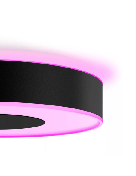 Lâmpada de teto LED inteligente Philips Hue Infuse M luz de detalhe preta acesa