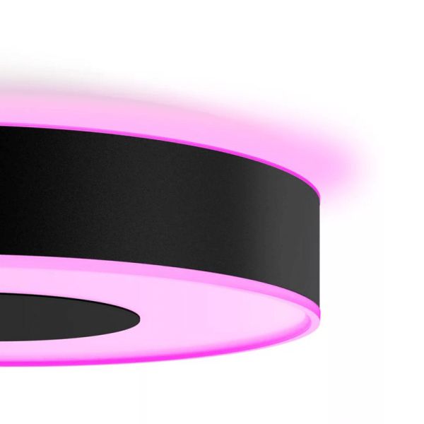 Philips Hue Infuse M plafonnier LED intelligent noir détail lumière allumée