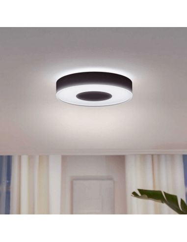 Plafón de techo LED Infuse Grande negro luz blanca encendida