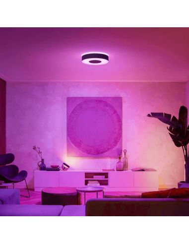 Plafón de techo LED Infuse Grande negro en un salón