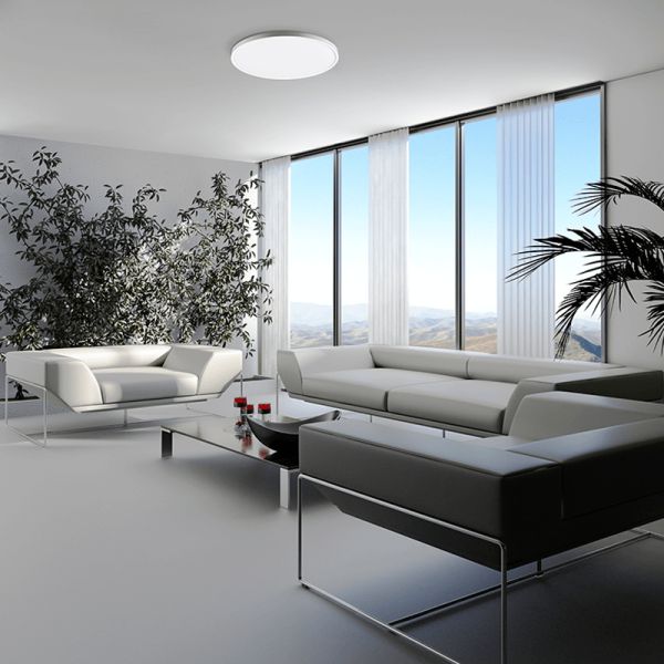 Luminária de teto LED opala Koe branco 48cm 36W 3000K ou 2800K-5000K IP43 4400Lm Regulável ou sem Ambient Dimming