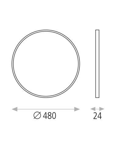 Lâmpada de teto LED opala Koe branco 48cm 36W 3000K ou 2800K-5000K IP43 4400Lm Regulável ou sem medidas de escurecimento