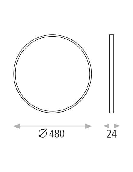 Plafón de Techo LED opal Koe blanco 48cm 36W 3000K o 2800K-5000K IP43 4400Lm Regulable o sin Regular medidas