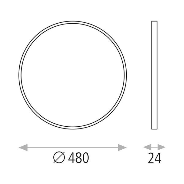 Lâmpada de teto LED opala Koe branco 48cm 36W 3000K ou 2800K-5000K IP43 4400Lm Regulável ou sem medidas de escurecimento