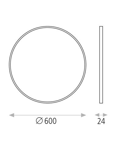 Lâmpada de teto LED Koe branco 60cm 45W 3000K ou 2800K-5000K IP43 5500Lm Regulável ou sem medidas de escurecimento