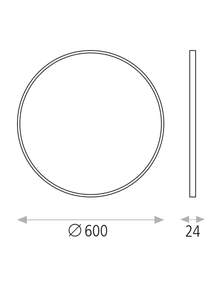 Lâmpada de teto LED Koe branco 60cm 45W 3000K ou 2800K-5000K IP43 5500Lm Regulável ou sem medidas de escurecimento