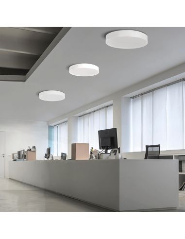 Luminária de teto LED opala Aten branco 40cm 36W 3000K ou 4000K 4000Lm ambiente