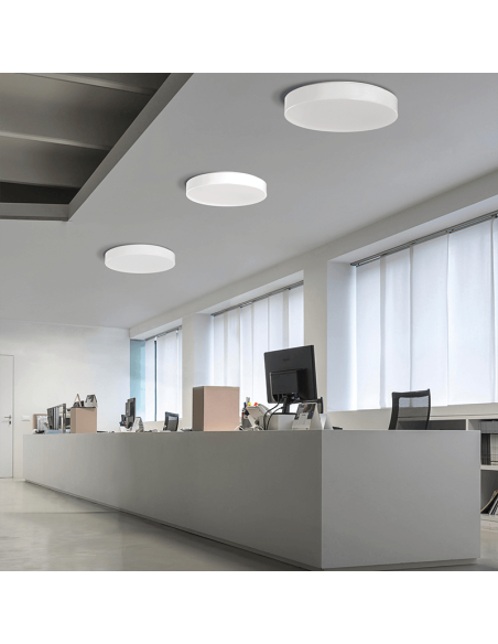 Luminária de teto LED opala Aten branco 40cm 36W 3000K ou 4000K 4000Lm ambiente