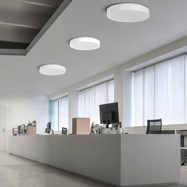 Luminária de teto LED opala Aten branco 40cm 36W 3000K ou 4000K 4000Lm ambiente