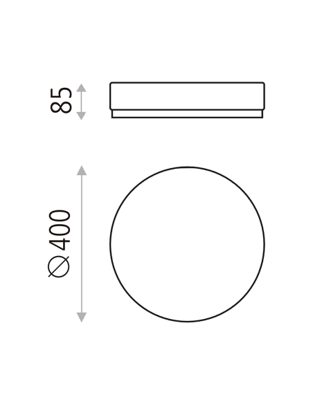 Plafón de Techo LED opal Aten blanco 40cm 36W 3000K o 4000K 4000Lm medidas