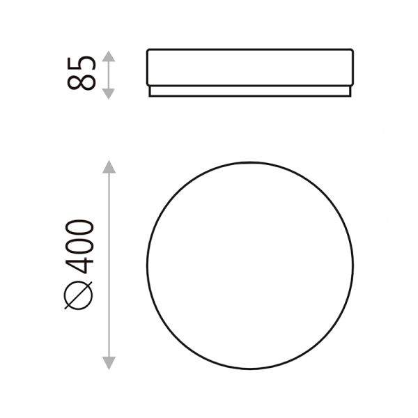 Luminária de teto LED opala Aten branco 40cm 36W 3000K ou 4000K 4000Lm medidas