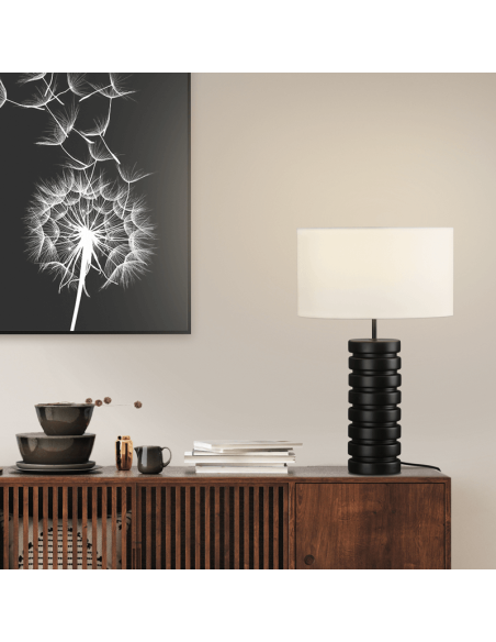 Candeeiro de mesa Sharm preto mate E27 com interruptor de cabo ambiente 15W