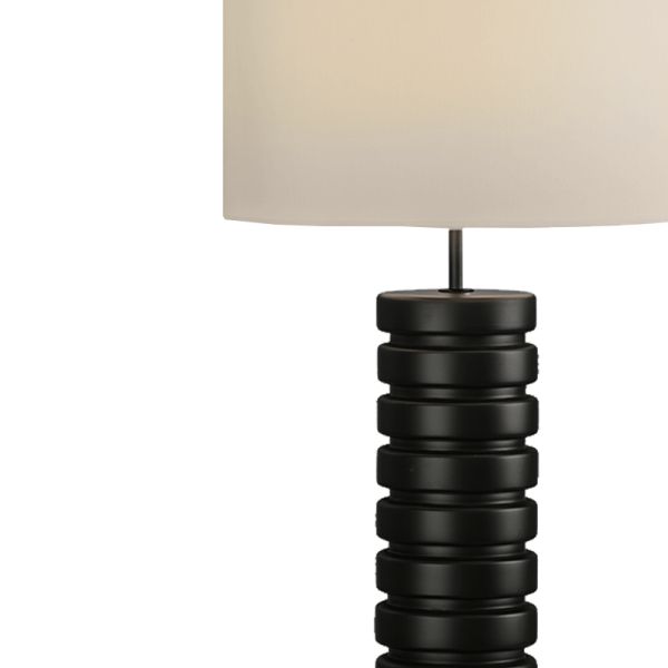 Lampe de table Sharm noir mat E27 avec détail interrupteur câble 15W