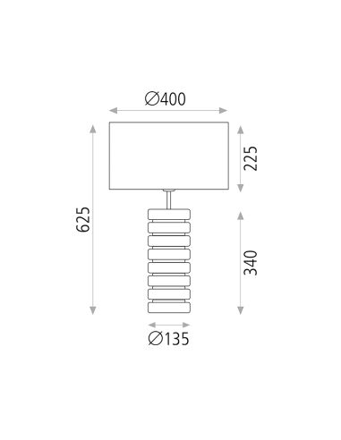 Lámpara de Sobremesa Sharm negro mate E27 con Interruptor de cable 15W medidas