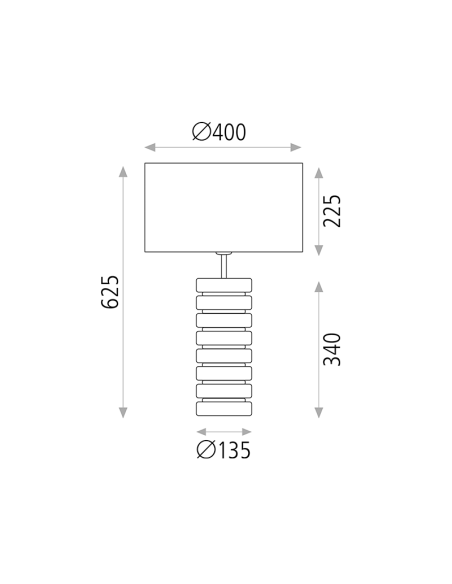 Candeeiro de mesa Sharm preto mate E27 com interruptor de cabo de 15W medidas