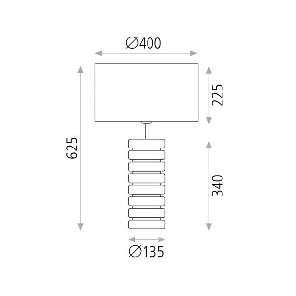 Lámpara de Sobremesa Sharm negro mate E27 con Interruptor de cable 15W medidas