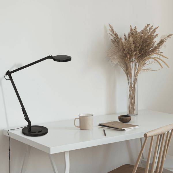 Lampe de table LED Luxa noir mat, 3000K 700Lm avec interrupteur tactile et intensité ambiante réglable