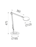 Lámpara de Sobremesa LED Luxa negro mate, 3000K 700Lm con Interruptor táctil y regulable en intensidad medidas