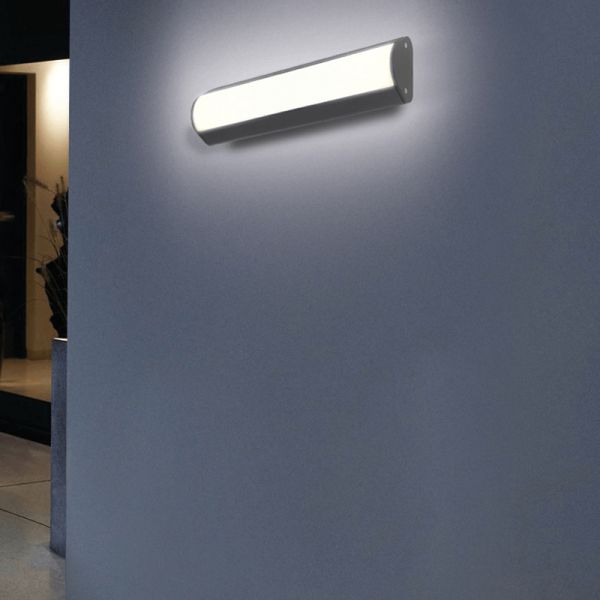 Aplique de parede LED retangular para exterior Aka antracite texturizado, 20K 3000K 1550Lm, ambiente IP54