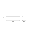 Aplique LED exterior rectangular Aka antracita texturizado, 20K 3000K 1550Lm, IP54 medidas