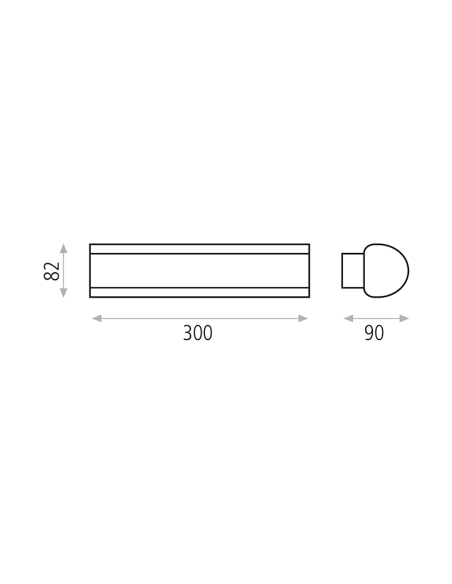 Aplique LED exterior rectangular Aka antracita texturizado, 20K 3000K 1550Lm, IP54 medidas