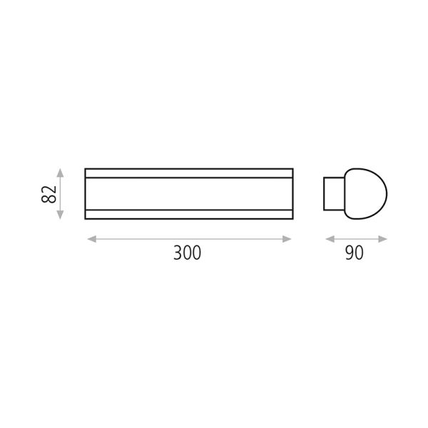Aplique LED exterior rectangular Aka antracita texturizado, 20K 3000K 1550Lm, IP54 medidas