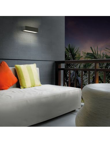 Aplique de parede LED retangular para exterior Draco texturizado antracite, 5K 3000K 630Lm, ambiente IP54