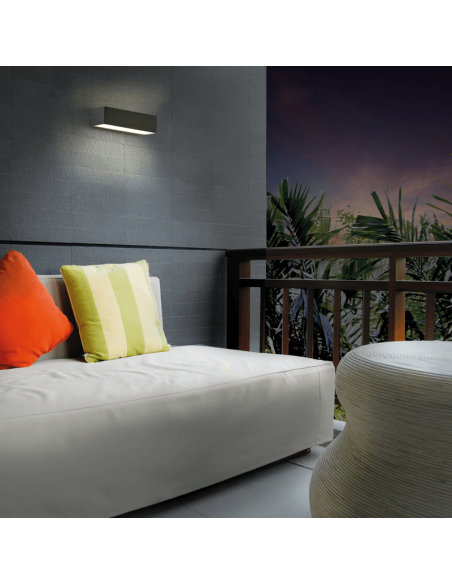 Applique murale extérieure LED rectangulaire Draco anthracite texturé, 5K 3000K 630Lm, IP54 ambiante